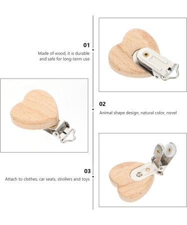 Garneck 6Pcs Natural Wood Beech Suspender Pacifier Clips for DIY Pacifier Chains - Mixed Animal Shapes - Buy Online on GoSupps.com
