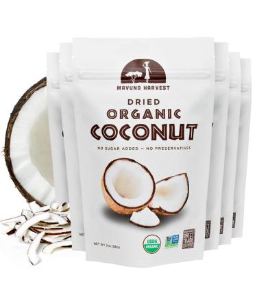 Mavuno Harvest Coconut Chips Dried Fruit Snack | Unsweetened Organic Dried Coconut Strips | Gluten Free Snack | Healthy Snacks for Kids and Adults | Vegan, Non GMO, Direct Trade | 2 Ounce, Pack of 6 Coconut 2 Ounce (Pack
