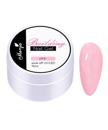 Solid Nail Glue Gel Hard Nail Extension | No-Sticky Hand Building Gel Art Modeling Sculpture Gel Nail for Home Nail Salon Pink
