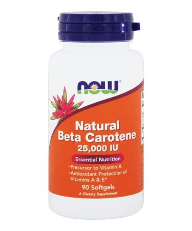 Now Foods Natural Beta Carotene 25000 IU 90 Softgels