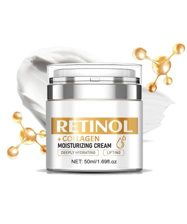 Anti-Aging Retinol Face Moisturizer Hydrating & Anti-Wrinkle Face Cream for Women & Men Deep Hydration Reduces Wrinkles Fine Lines&Pores Firms Skin Daily Moisturizer Face Cream Day & Night 1.76oz