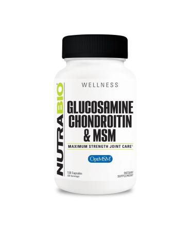 NutraBio Glucosamine Chondroitin & OptiMSM Supplement Joint Support Formula - 120 Capsules (120 Count) 1 Count (Pack of 120)
