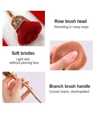 JERCLITY Rose Makeup Brushes Set - 2 Large Kabuki Face & Blush Brushes for Powder & Nail Art - Gold Brown/Gold Red - Buy Online on GoSupps.com