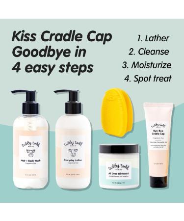 Tubby Todd Baby Cradle Cap Solution | Bye-Bye Cradle Cap Kit - Gel Shampoo Lotion & Brush - Fragrance-Free for Sensitive Skin - Buy Online on GoSupps.com