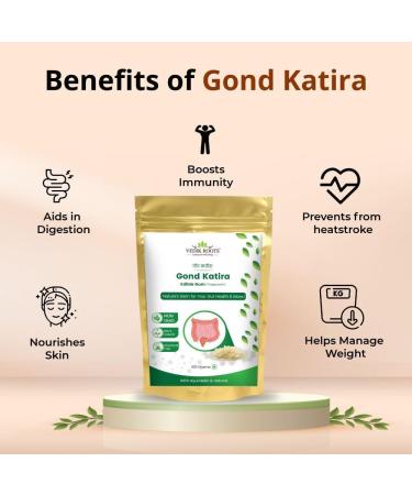 Vedikroots Gond Katira 100g Natural Body Cooling & Hydrating Superfood Supports Digestion & Gut Health Rich in Fiber & Nutrients Perfect for Summer Drinks Desserts & Ayurvedic Wellness (Pack of 3) - Buy Online on GoSupps.com