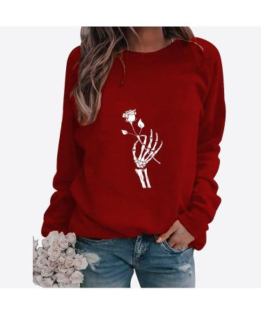 Halloween Costumes Round Neck Casual Long Sleeve Sweatshirt Top Fashion Top Watermelon Red Large - Buy Online on GoSupps.com