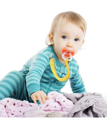 Braided Pacifier Clips for Boys and Girls - Handmade Baby Holder Leash - Unisex Shower Gift (Navy Blue/Gray/Light Blue/Yellow) - Buy Online on GoSupps.com
