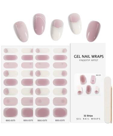 Kalolary Gel Nail Polish Strips 32PCS Nail Gel Art Sticker Waterproof Full Nail Wraps Decal Sets with Nail File and Stick for Women Girls Nail Art Decor (UV/LED Lamp Required) (B)