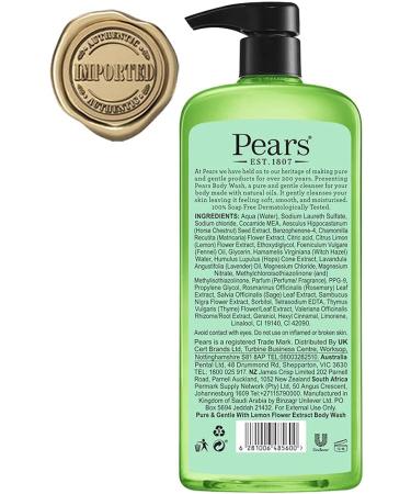  PEARS Pears Pure & Gentle Shower Gel 750 ml | Lemon Flower Extract | Gentle and Refreshing Shower Gel with Natural Oils - Buy Online on GoSupps.com