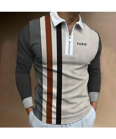 ZNNE ZDFER Zipper Polo Shirt for Men - Fall Summer Patchwork Slim Fit - X-Large - Buy Online on GoSupps.com