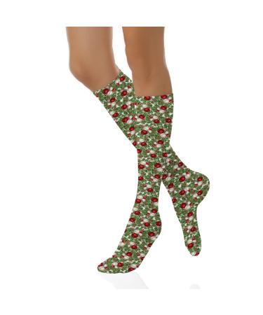 Fubido Funny Compression Socks Women and Men Winter Warm Socks Best for Circulation Running Athletic Nurse One Size Grey Green_15