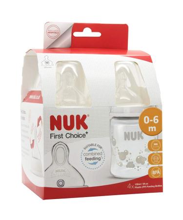 NUK First Choice+ Baby Bottles | Anti-Colic Silicone Teat | BPA Free | 150ml | 4 Pack | 0-6 Months International Shipping Available - Buy Online on GoSupps.com