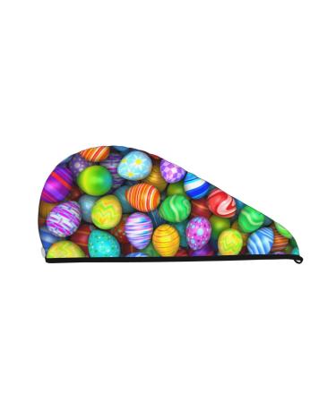 Colorful Easter Eggs1 Microfiber Hair Towel Soft Super Absorbent Hair Towel Wrap for Women Coral Velvet Quick Dry Hair Cap for Long Curly and Thick Hair