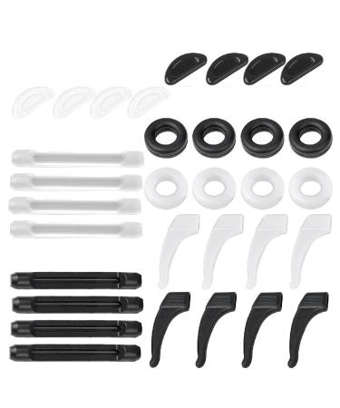 Timripri 16 pairs of glasses anti -slip silicone round glasses holder elastic glasses ear pads glasses ear hook glasses anti -slip cover for reading glasses sunglasses (black white)