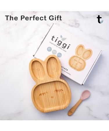 Tiggi Bamboo Baby Suction Plate Set - Non-Slip Eco-Friendly Bamboo Plates for Babies and Toddlers (Rabbit Blue) - Buy Online on GoSupps.com