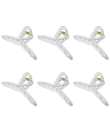 Honbay 6PCS Plastic Hair Claw Clips Clear Hair Clamps Large Hair Clips Non Slip Hair Styling Accessories for Thin Fine Thick Hair for Women