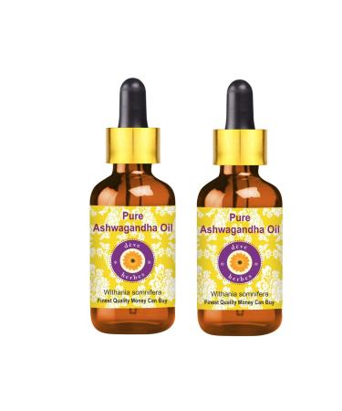 Dev Herbes Pure Ashwagandha Oil (Withhania Somnifera) with glass dripper natural therapeutic quality (pack with two) 100ml x 2 (6.76 oz)