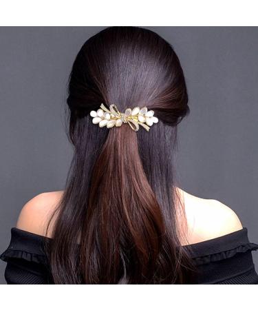 Opal Flower Rhinestone Hair Clip French Crystal Vintage Hair Barrettes Elegant Pearl Hair Accessories by JINBUYAO (F) - Buy Online on GoSupps.com
