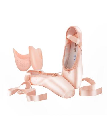 SHOLING Professional Women's Pointe Shoes for Girls with Toe Pads 8.5 Pink