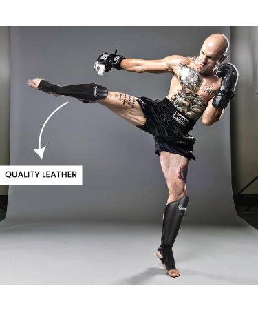 Onomaste Leather Shinguards for Martial Arts | Padded Protection for MMA Karate Kickboxing and Krav Maga - Large/X-Large - Buy Online on GoSupps.com