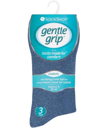 Gentle Grip Men's Non-Binding Diabetic Socks 6-Pack - Size 7-12 Blue - Buy Online on GoSupps.com