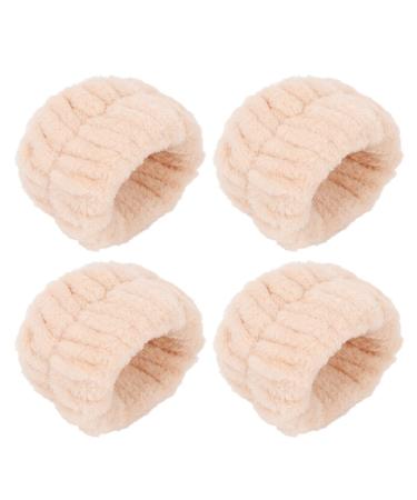 Verdant Touch 2 Pairs Soft Flannel Water Absorbent Face Washing Wristbands Cream White