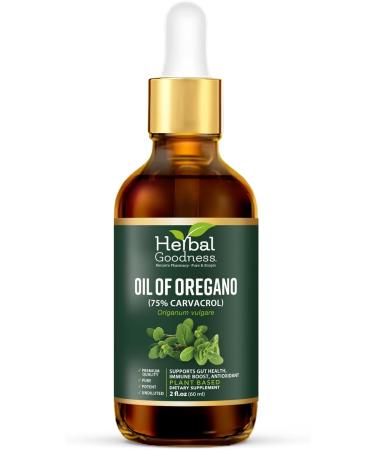 Oil of Oregano Drops 2 Fl. oz 75% Carvacrol with Virgin Olive Oil Skincare & Immune Support Digestive Health Essential Oils for Skin Aceite de Oregano - Herbal Goodness - Buy Online on GoSupps.com