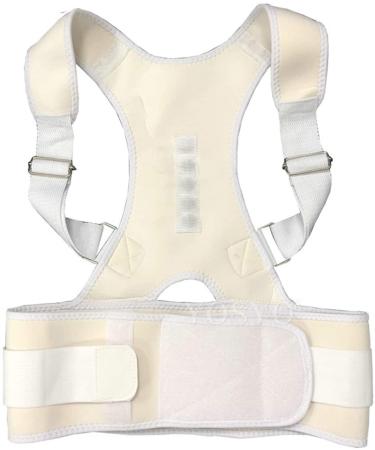 Posture Corrector Magnetic Therapy Posture Corrector Brace Adjustable Shoulder Back Brace Support Belt (Color : Beige Size : Medium) Feito na China Full moon lofty ambition