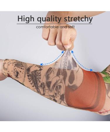 Gospire 6 Pcs Stretchy Nylon Fake Tattoo Sleeves - Halloween Body Art Arm Stockings for Men and Women - Buy Online on GoSupps.com
