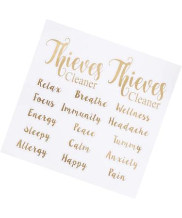 Shop Lurrose Waterproof Vinyl Stickers for Essential Oil Bottles - 5-Leaf Labels with Gold Letters - Buy Online on GoSupps.com