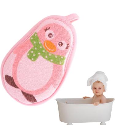 Kids Shower Sponge Kids Body Washer | Natural Bath Sponges in Cute Shapes | Cute Bath Sponge Soft Body Scrubber for Kids Shower Sensitive Skin Pink Penguin - Buy Online on GoSupps.com