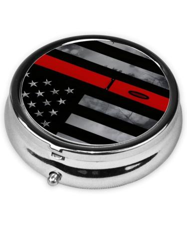 Firefighter Axe Red Line Flag Pill Box | Portable 3-Compartment Metal Container for Travel | Must-Have Mini Storage Solution - Buy Online on GoSupps.com