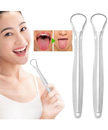 2PC Stainless Steel Tongue Cleaner Scraper Set - Eliminate Bad Breath Fast - Buy Online on GoSupps.com
