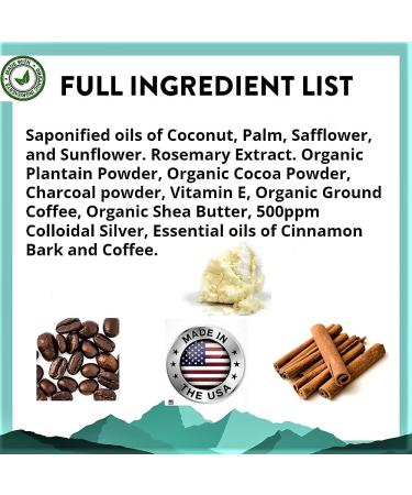 Organic Colloidal Silver Soap with Coffee & Cinnamon Oils - 4 oz Bar for Germ-Fighting & Exfoliation - Buy Online on GoSupps.com