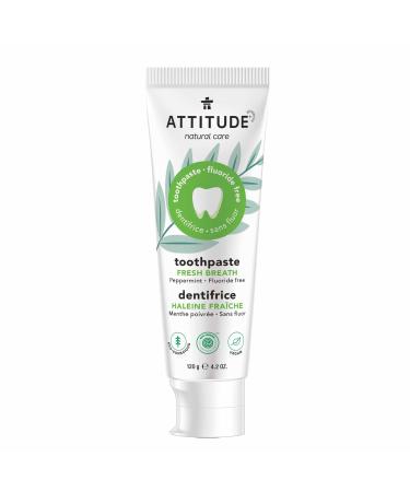 ATTITUDE Fluoride-Free Toothpaste  Plant- and Mineral-Based Ingredients  Vegan  Cruelty-Free and Sugar-Free  Fresh Breath  Peppermint  4.2 Oz (16740) - Buy Online on GoSupps.com