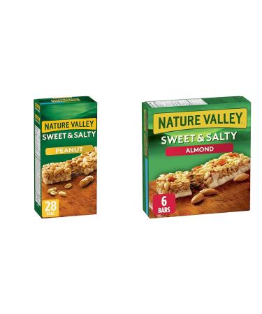 NATURE VALLEY - VALUE PACK - Sweet and Salty Peanut Chewy Nut Granola Bars 28 Bars 980 grams & Sweet & Salty Almond Granola Bars 6 Count