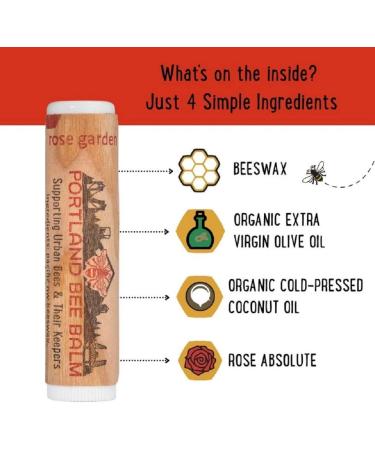 Portland Bee Balm Rose Garden Lip Balm - Handmade Beeswax Blend (3 Pack) - Buy Online on GoSupps.com