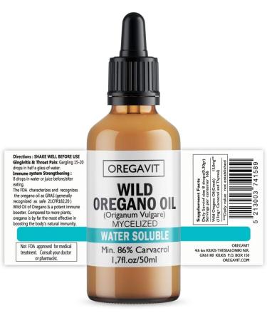 Aromavita Oregavit Water Soluble Wild Oregano Oil- Digestive, Immune & Respiratory Support - Natural Vegan Dietary Supplement & Mouthwash for Healthy Gums - Buy Online on GoSupps.com