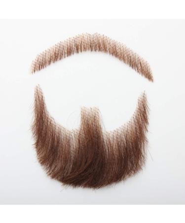 Fake Mustache 100% Human Hair Face Beard for Adults Men Realistic Makeup Lace Man Beards Brown