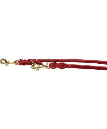 Dogeline Fat Leather Brass Dog Leash for Small & Large Dogs - Adjustable 2.40m x 8mm - Red | International Shipping - Buy Online on GoSupps.com