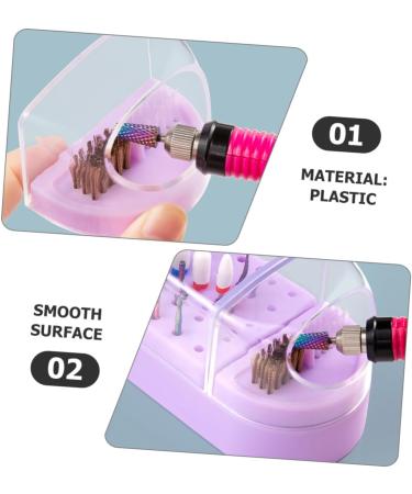 minkissy Box Drills Cleaning Brush Nail Art Salon Goods Manicure Polishing Heads Organizer Nail Drill Holder Drill Bit Holder Nail Drill Bits Container Purple Tool Holder Ceramics Plastic - Buy Online on GoSupps.com