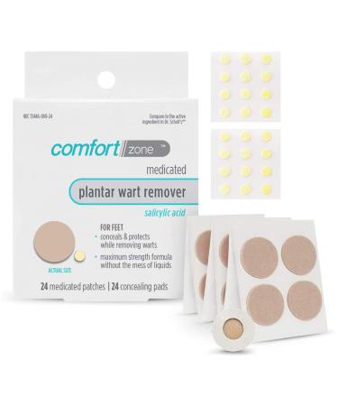 Comfort Zone Plantar Wart Remover Kit Maximum Strength Salicylic Acid Medicated Patches and Concealing Pads 24 Count