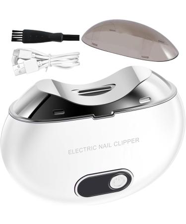 Fingernail Trimmer Electric | Electric Automatic Nail Clipper - Nail Scraps Storage Clipper Rechargeable LCD Digital Display Clipper Light & 3 Speeds for Children Seniors White - Buy Online on GoSupps.com