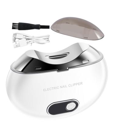 Electric Nail Clipper Automatic Nail Trimmer Rechargeable Nail Cutter Electric Nail Trimmer Automatic Nail Clippers Nail Clipper with Light Electric Nail Trimmer Rechargeable White