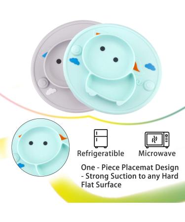 Baby Silicone Plate - Toddler Suction Mini Plate Placemat for Self Feeding - BPA Free - Gray - Buy Online on GoSupps.com