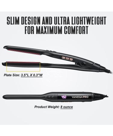 VANESSA PRO Pencil Flat Iron - 100% Pure Titanium Flat Iron for One Pass Sleek Look - Curls Beautifully & Straightens Well - 0.3 inch - Buy Online on GoSupps.com