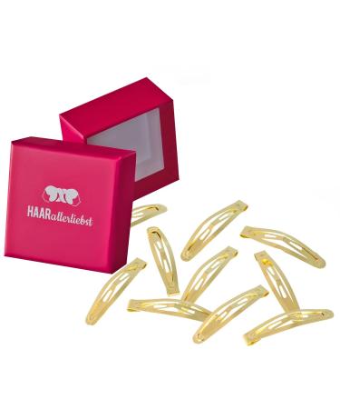 HAARallerliebst 10 pieces snap hair clips women - gold - 4 cm metal hair clips hair clip hair clip clips children hair clips hair clip with storage box for women girls men gold box color: pink