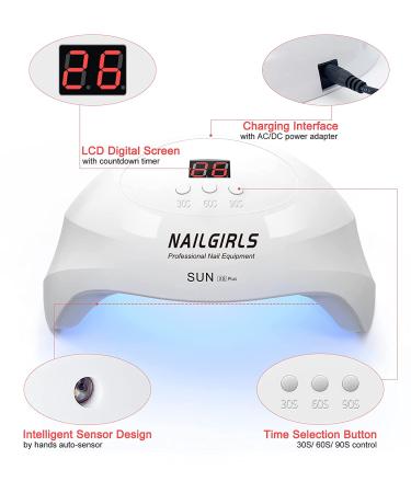 NAILGIRLS 75W UV LED Nail Lamp with Smart Sensor & 3 Timer Settings - Professional Salon Nail Dryer for Gel Polish Curing - Buy Online on GoSupps.com