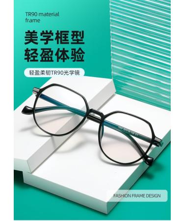 SERONI TR90 Polygon Blue Light Blocking Glasses for Men & Women | Anti-UV Ray Computer & Reading Glasses - 54mm Black Frame - Buy Online on GoSupps.com