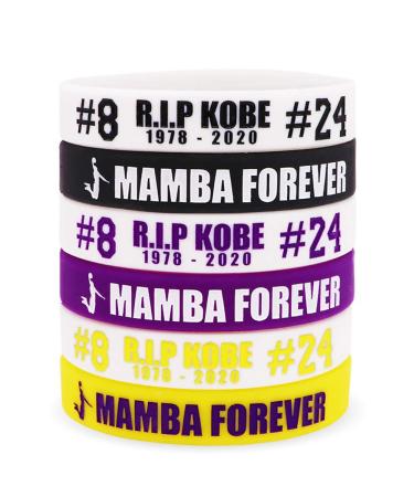 AVEC JOIE RIP Memorial Bracelet Basketball Silicone Bracelets Rubber Wristbands for Teens and Adults 6 PCS in Six Colors